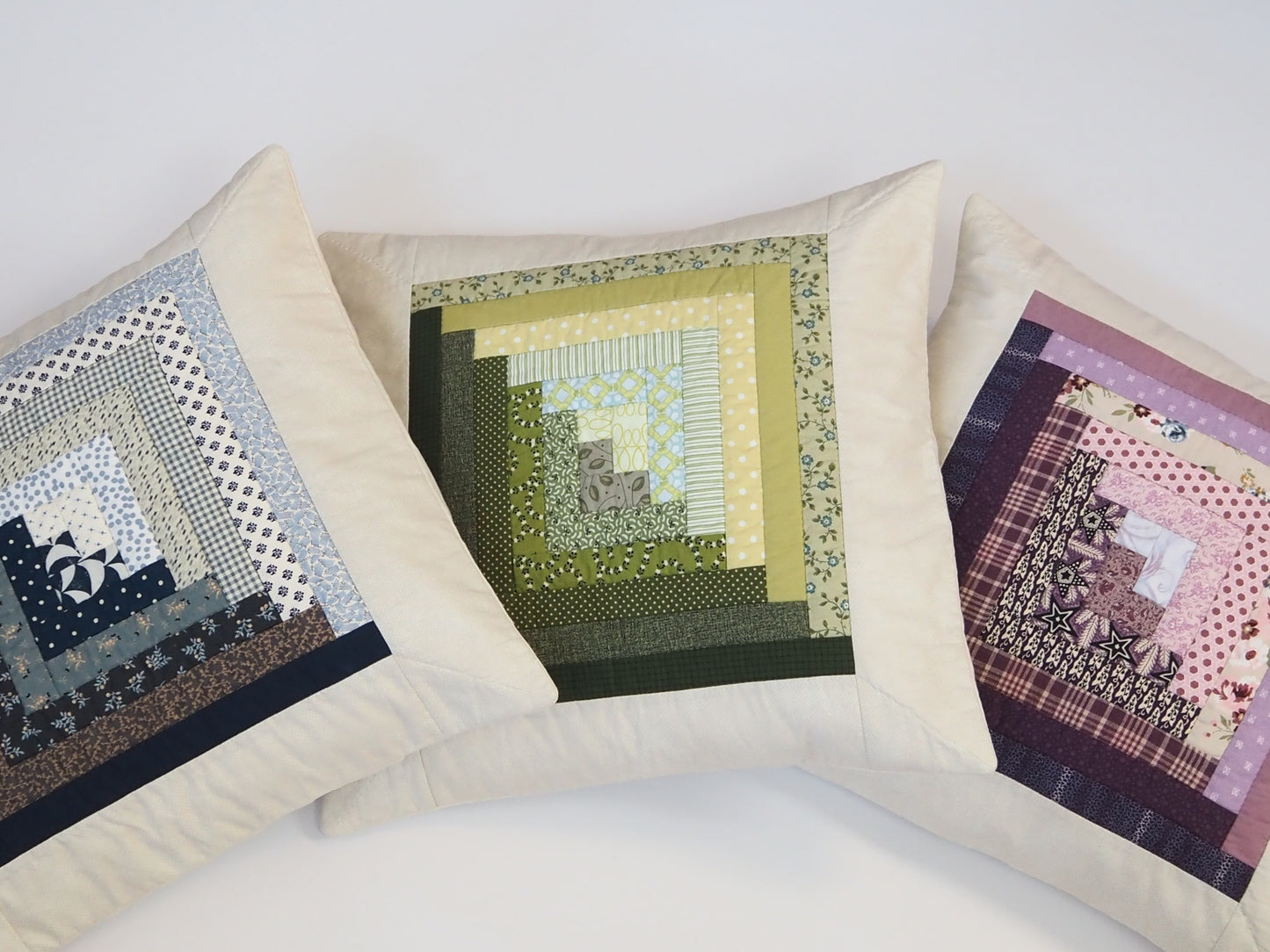Log Cabin Quilted Throw Pillows