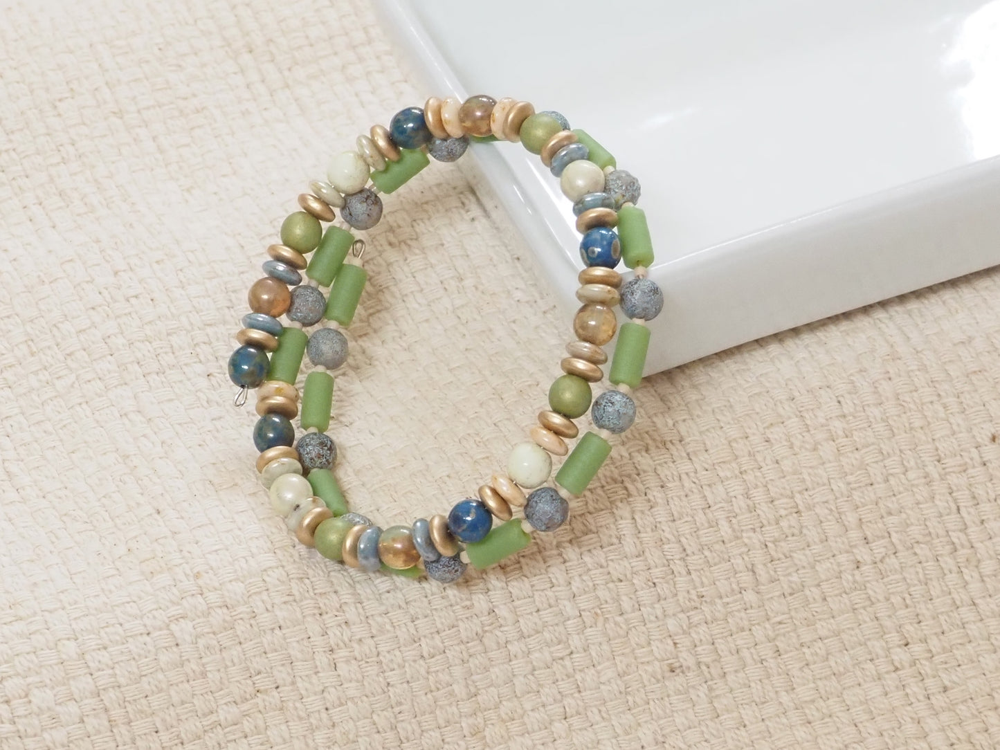 Green & Blue Beaded Bracelet