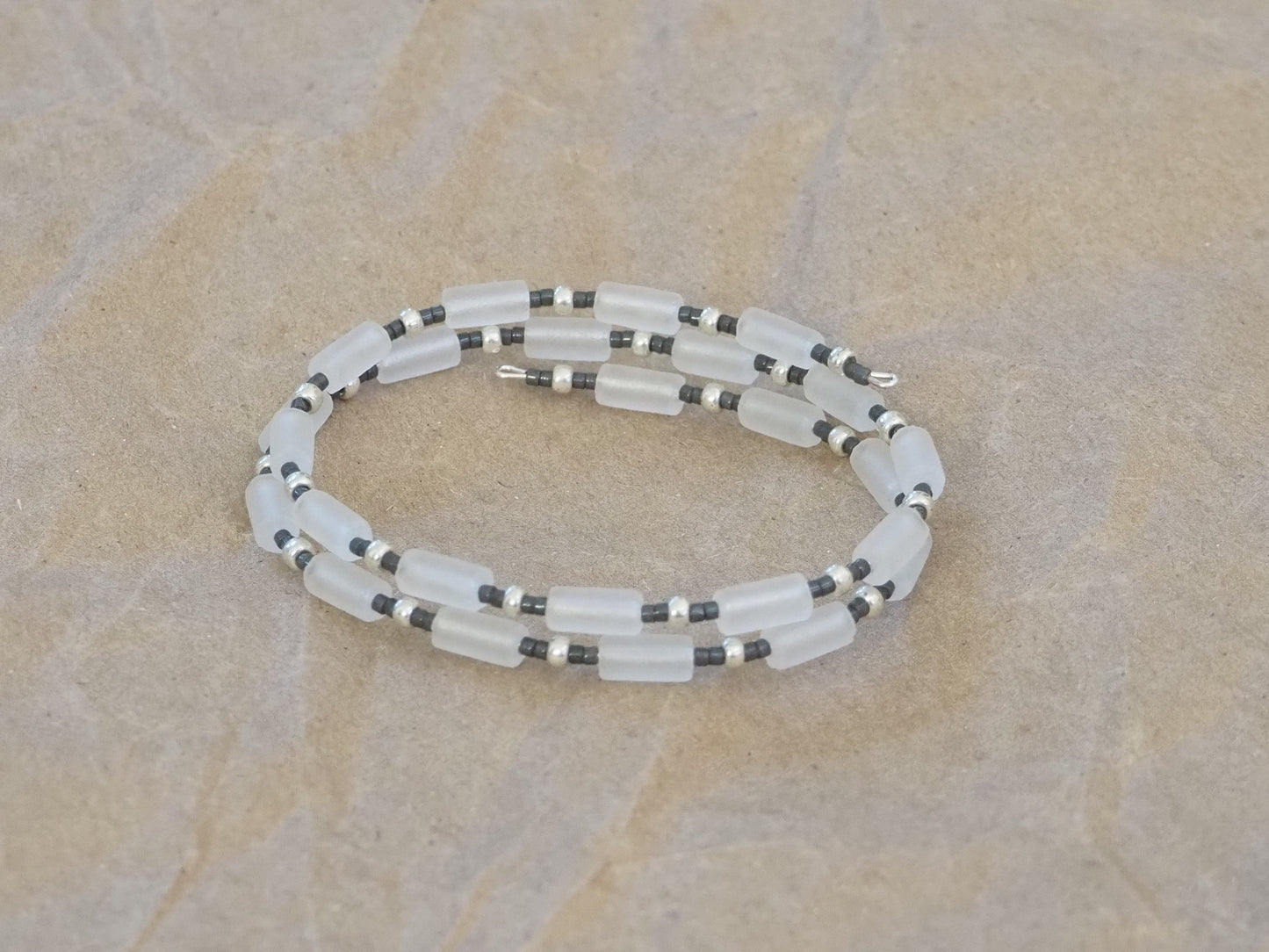 Clear Recycled Glass Bead Bracelet