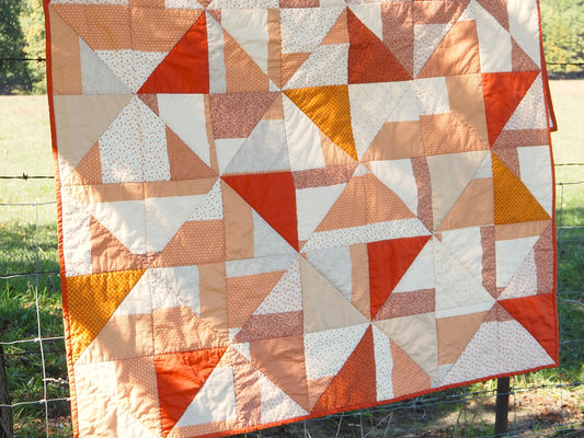 Orange Patchwork Throw Quilt