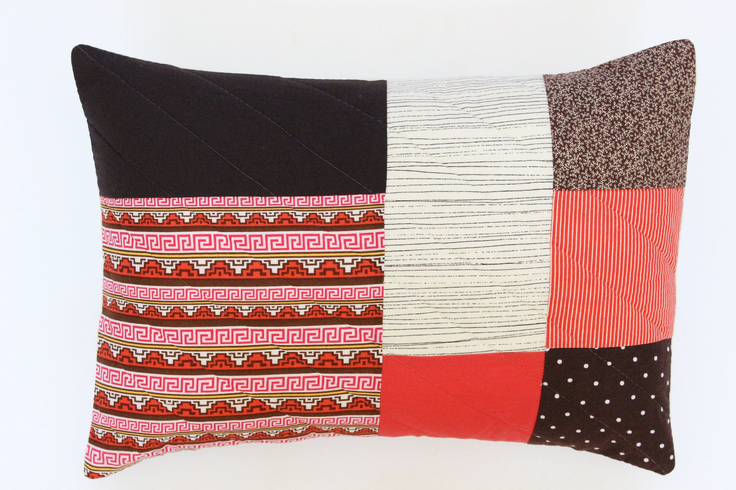Red Patchwork Pillow Cover