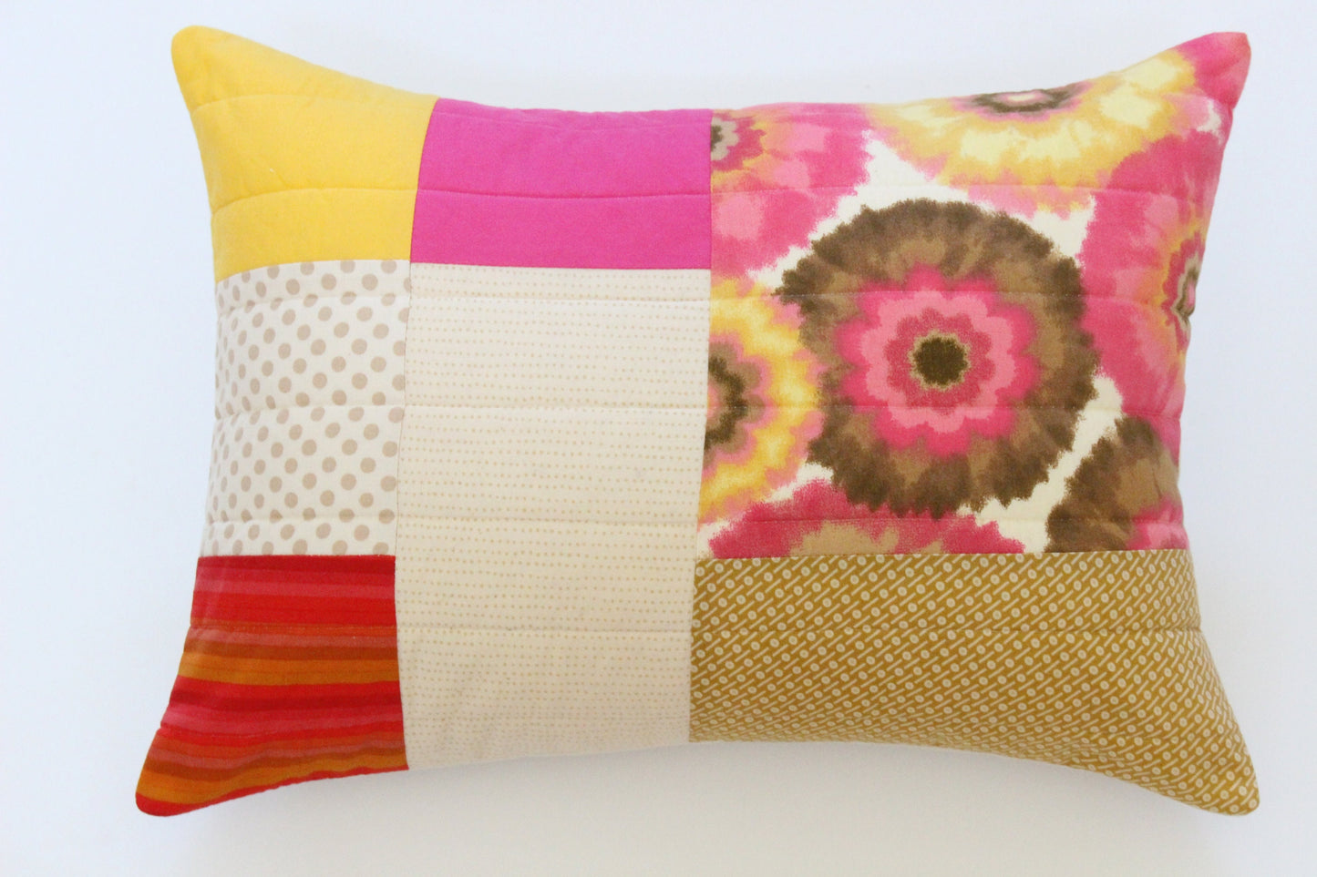 Hot Pink Patchwork Pillow Cover