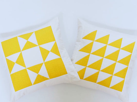 Sunny Yellow Quilted Patchwork Pillows