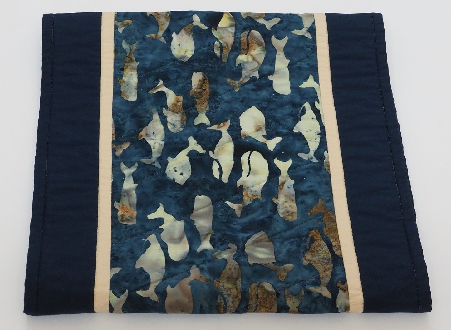 Navy Blue Whale Quilted Table Runner