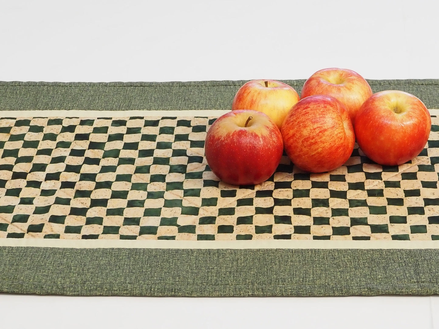 Green Check Quilted Table Runner