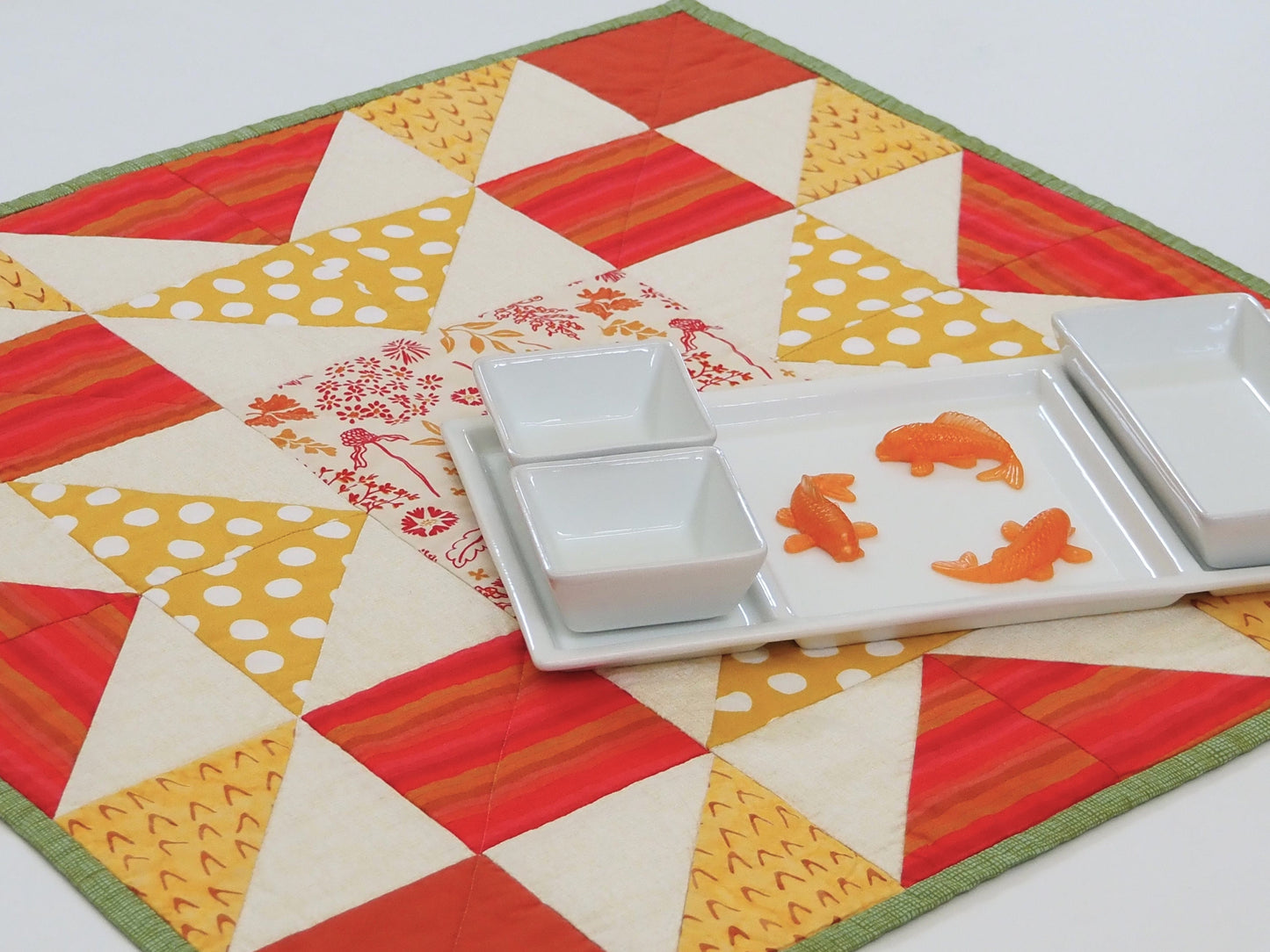 Yellow, Orange & Red Quilted Table Topper