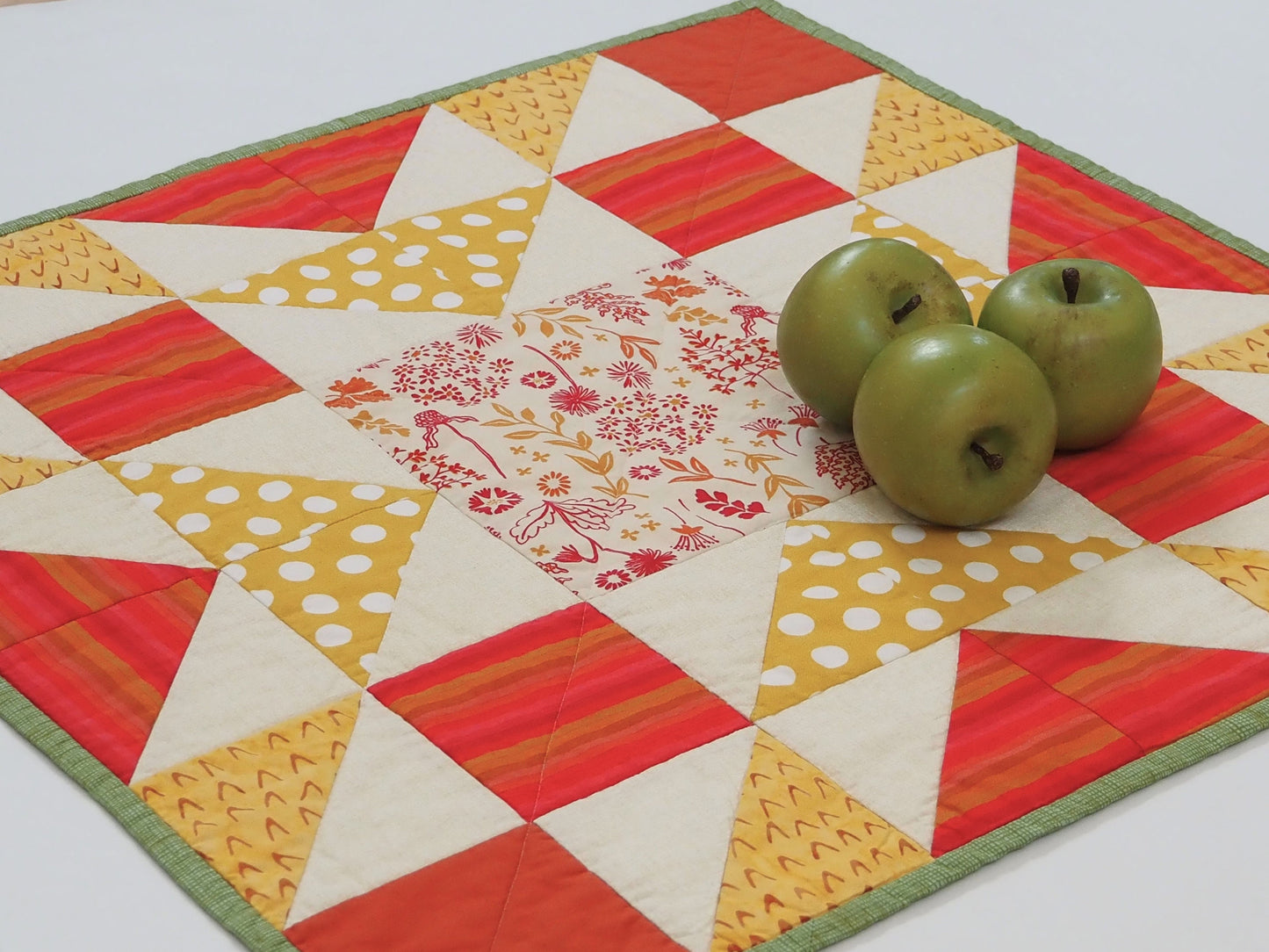 Yellow, Orange & Red Quilted Table Topper