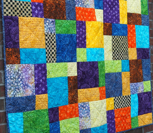 Colorful Batik Patchwork Throw Quilt