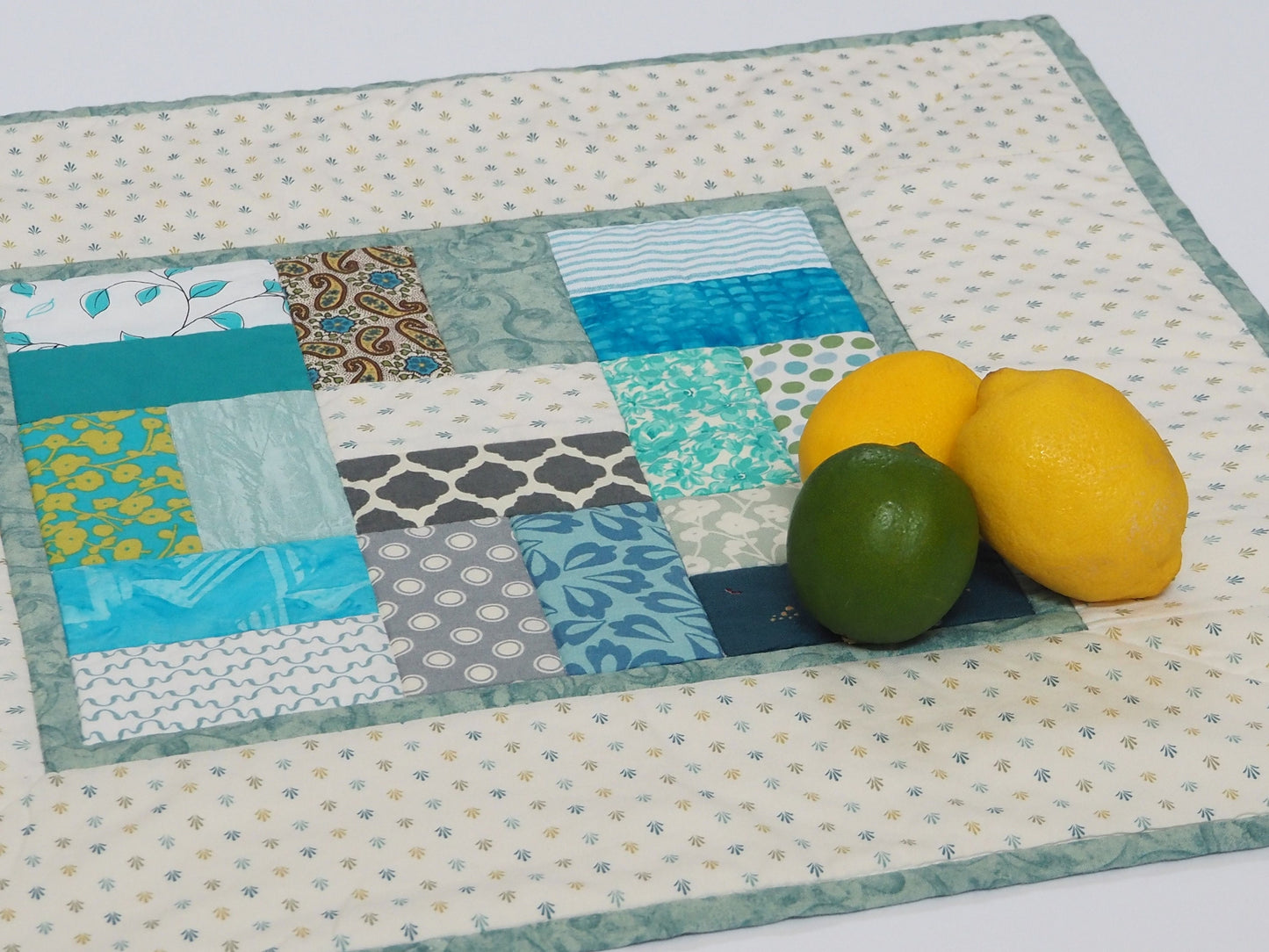 Aqua Quilted Table Topper