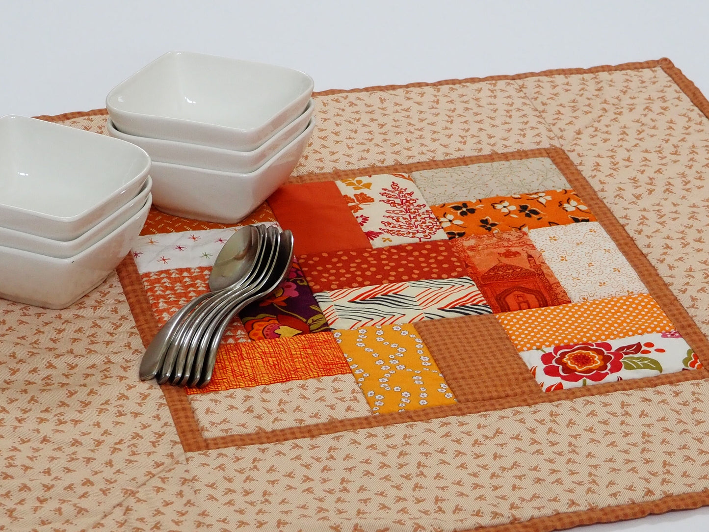 Orange Quilted Table Topper