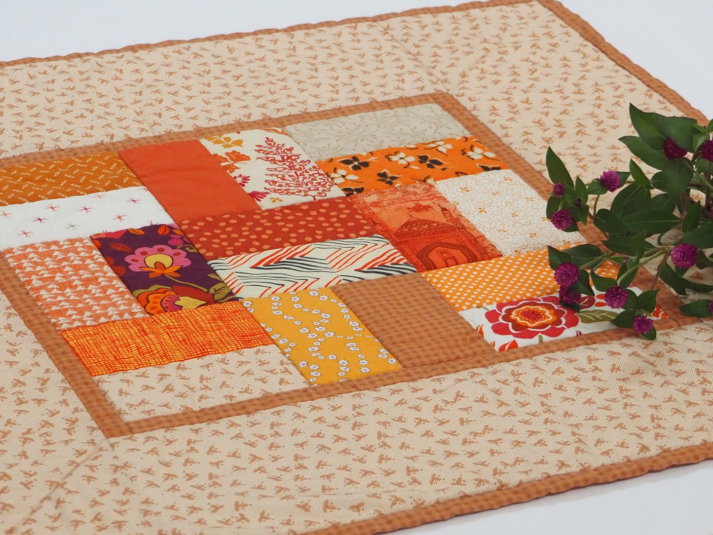 Orange Quilted Table Topper